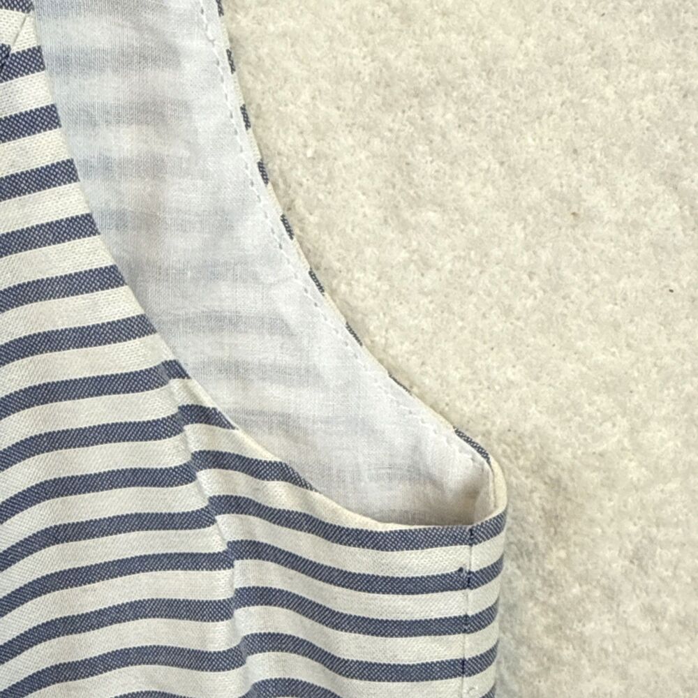 Brooks Brothers Stripe Floral Cut Out Dress 8 Blue White Applique Hem Sleeveless - Picture 4 of 16